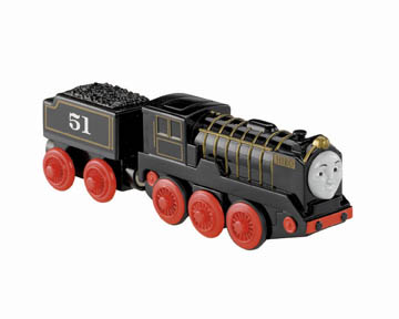 The Hiro die-cast battery-powered engine features powerful four-wheel drive, easy start button, auto shutdown feature, light, and realistic detail. Requires one AA battery (not included).